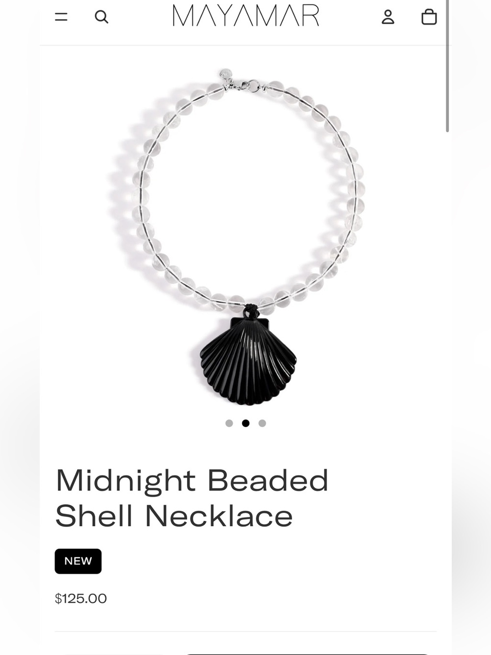 Mayamar midnight clear quartz + black steel shell necklace